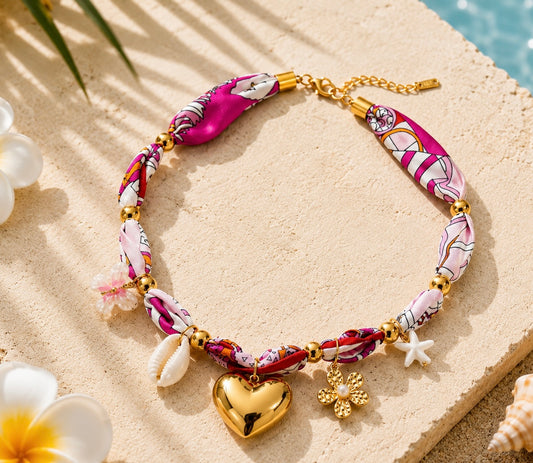 Summer Bloom Scarf Charm Necklace