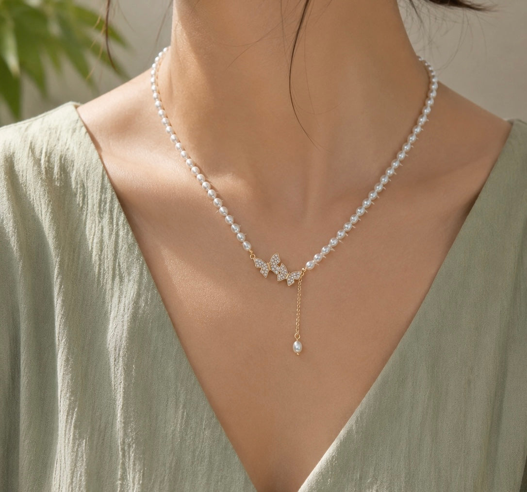 Butterfly Bloom Pearl Necklace