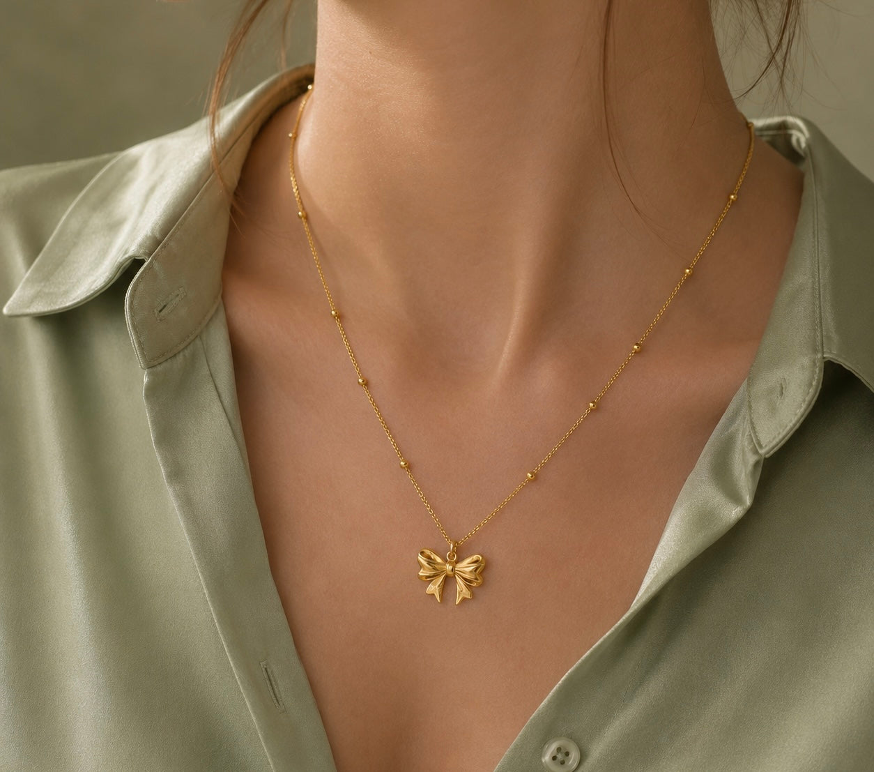 Gold Bow Necklace