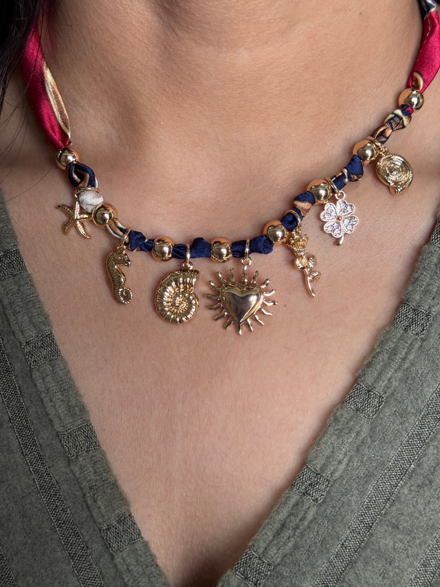 Oceana Charm Scarf Necklace
