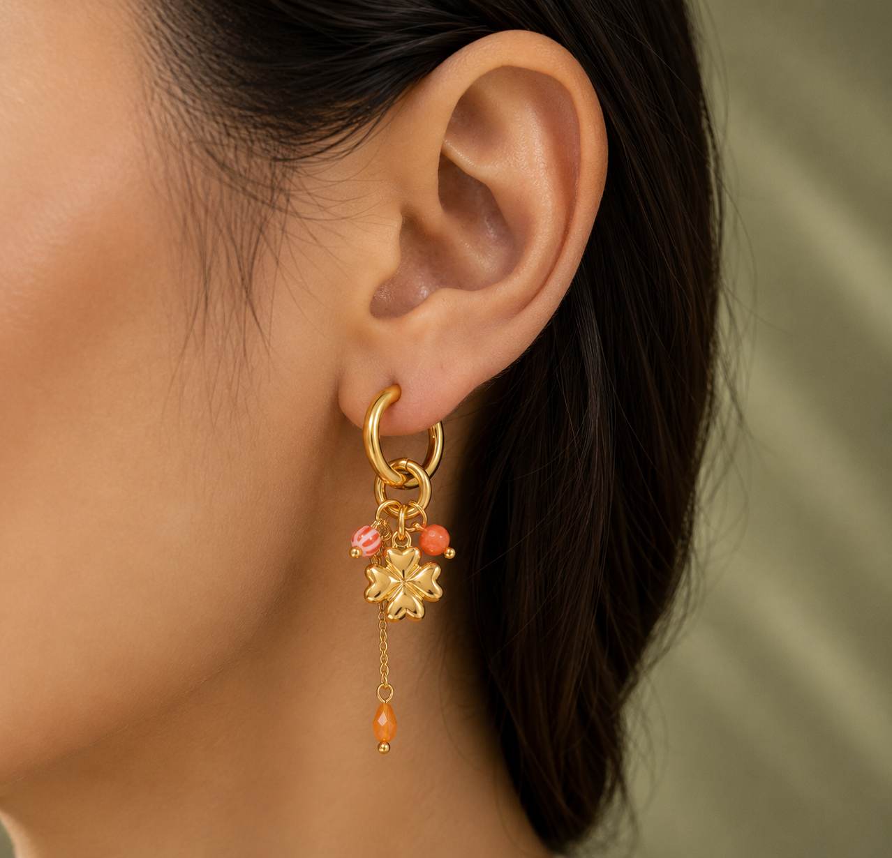 Clover Charm Hoop Earrings