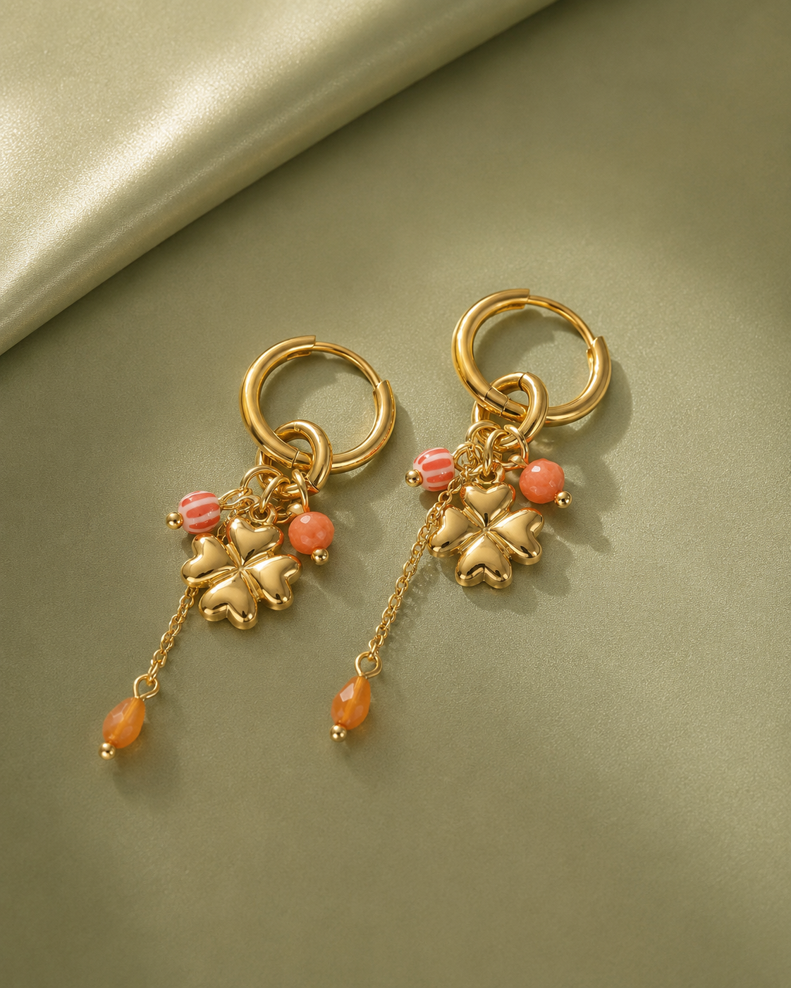 Clover Charm Hoop Earrings