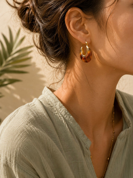 Sienna Amber Hoop Earrings