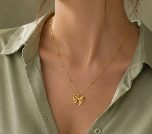 Gold Bow Necklace