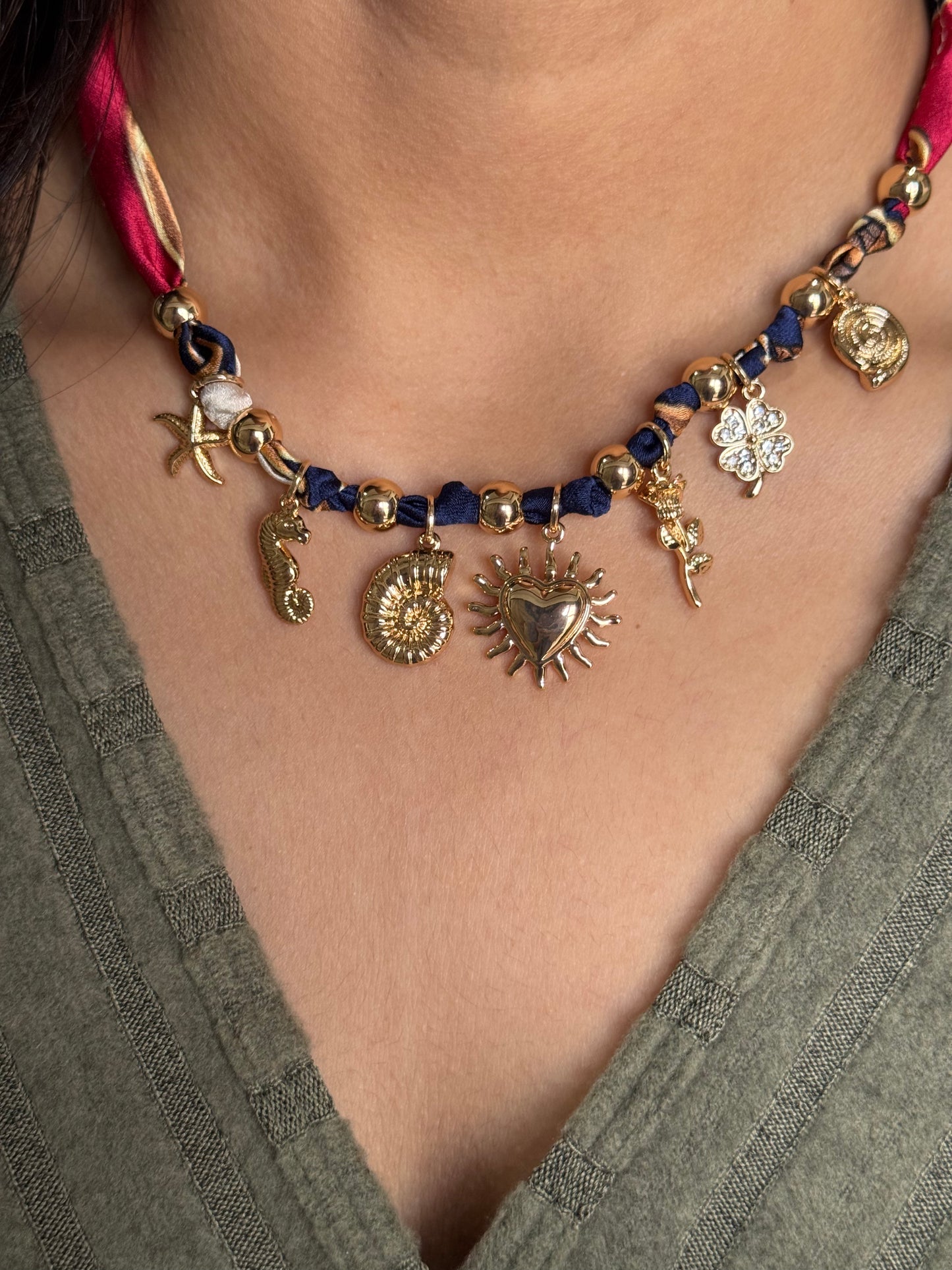 Oceana Charm Scarf Necklace