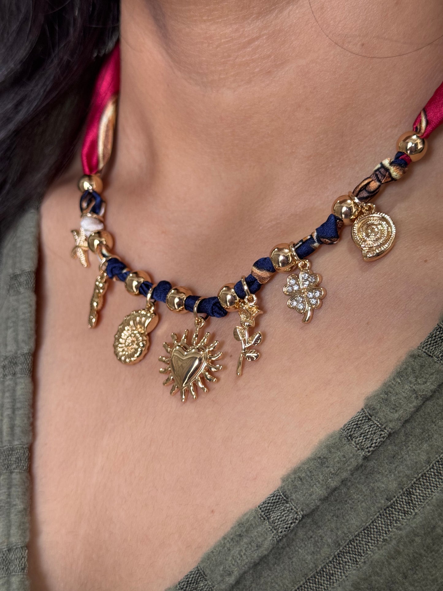 Oceana Charm Scarf Necklace