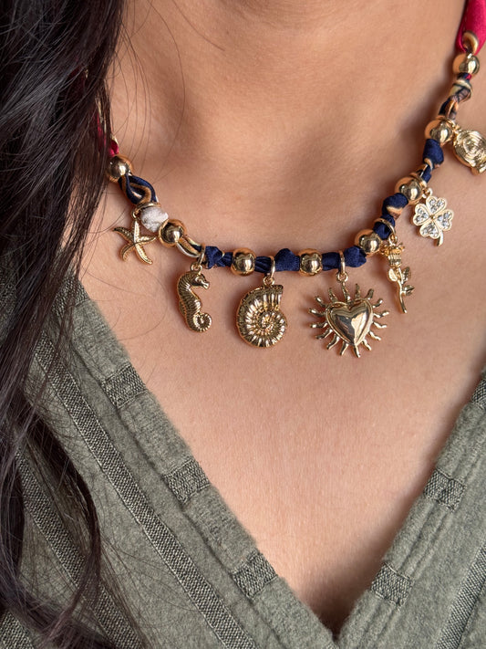 Oceana Charm Scarf Necklace