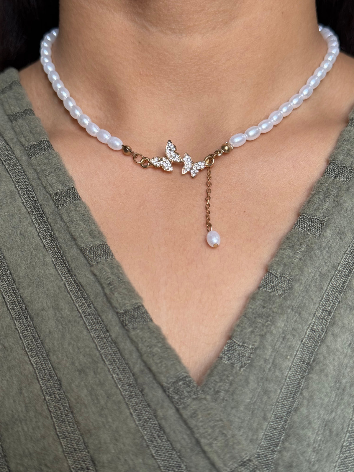 Butterfly Bloom Pearl Necklace