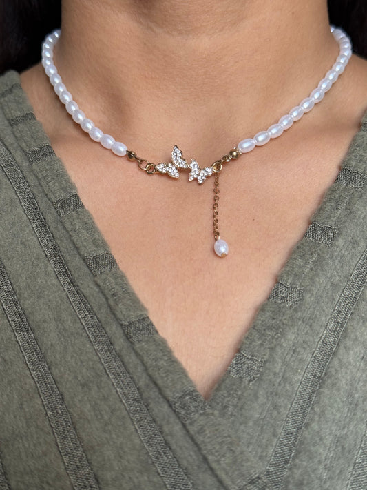 Butterfly Bloom Pearl Necklace
