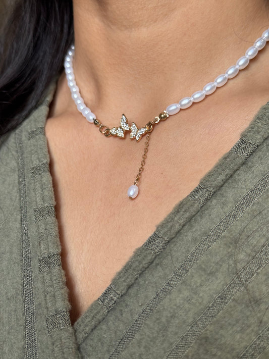 Butterfly Bloom Pearl Necklace